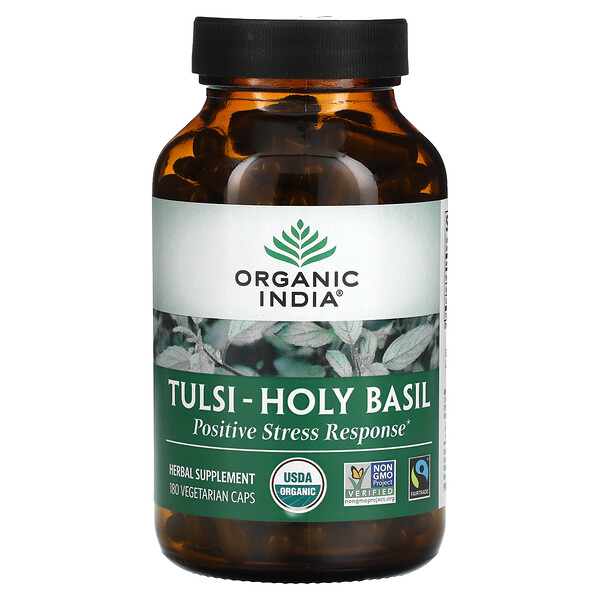 Tulsi-Holy Basil, 180 вегетарианских капсул Organic India