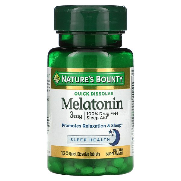 Мелатонин, натуральная вишня, 3 мг, 120 быстрорастворимых таблеток Nature's Bounty