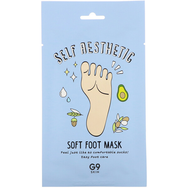 Self Aesthetic, Мягкая маска для ног, 5 масок, 0,40 ж. унц. (12 мл) G9SKIN