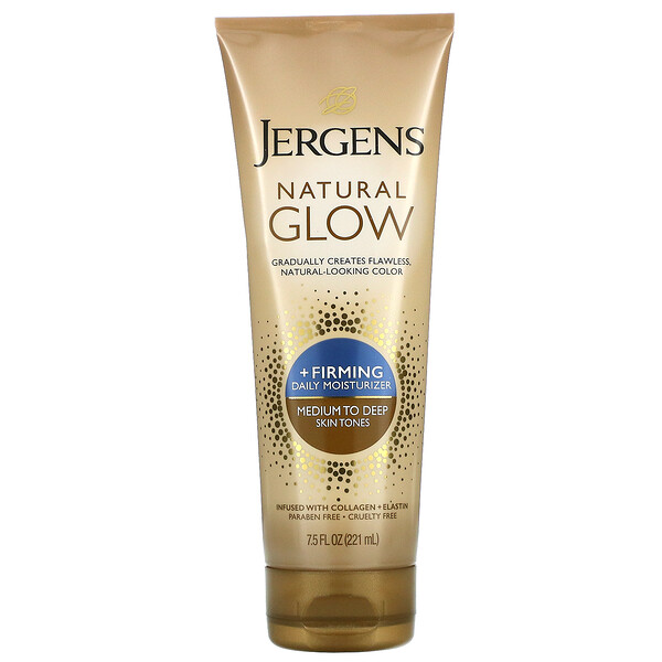 Natural Glow, Укрепляющее ежедневное увлажняющее средство, от среднего до глубокого тона кожи, 7,5 жидких унций (221 мл) Jergens