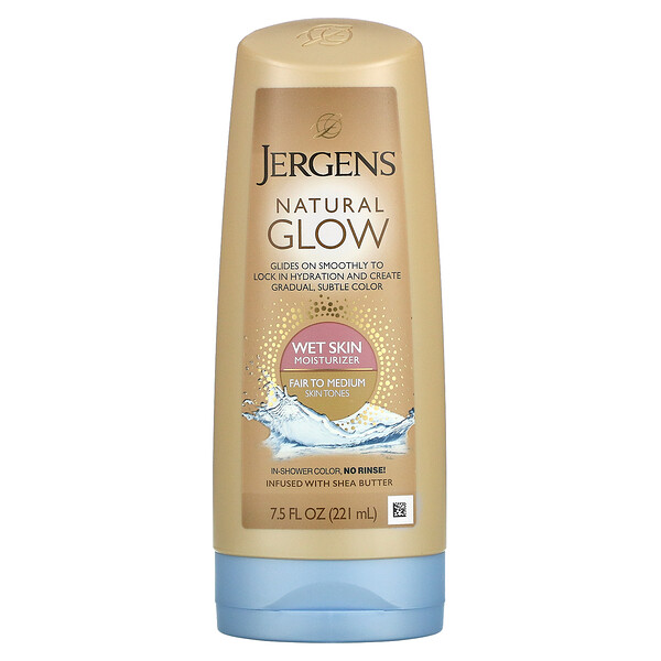 Natural Glow, Увлажняющий крем для влажной кожи, от светлого до среднего, 7,5 жидких унций (221 мл) Jergens