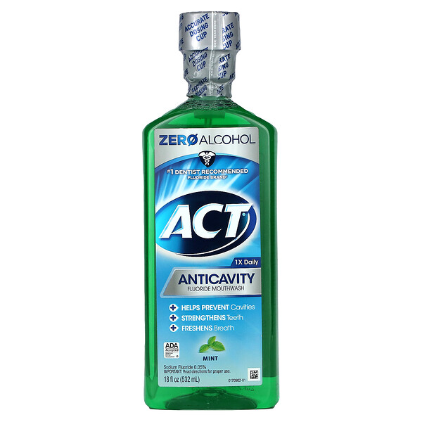 Жидкость для полоскания рта Anticavity Fluoride, без спирта, мята, 18 жидких унций (532 мл) Act