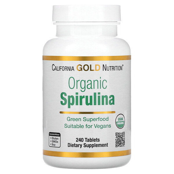 Органическая спирулина, USDA Organic, 500 мг, 240 таблеток California Gold Nutrition