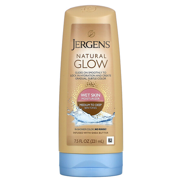 Natural Glow, Увлажняющее средство для влажной кожи, оттенок кожи от среднего до глубокого, 7,5 жидких унций (221 мл) Jergens