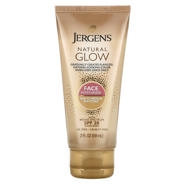 Natural Glow, Ежедневное увлажняющее средство для лица, SPF 20, от светлого до среднего, 2 жидких унции (59 мл) Jergens