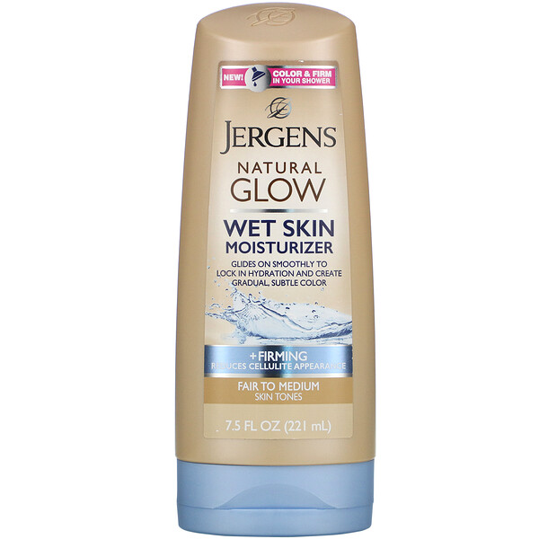 Natural Glow, Увлажняющее средство для влажной кожи, укрепляющее, от светлого до среднего, 7,5 жидких унций (221 мл) Jergens