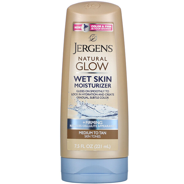 Natural Glow, Увлажняющее средство для влажной кожи, укрепляющее, от среднего до загара, 7,5 жидких унций (221 мл) Jergens