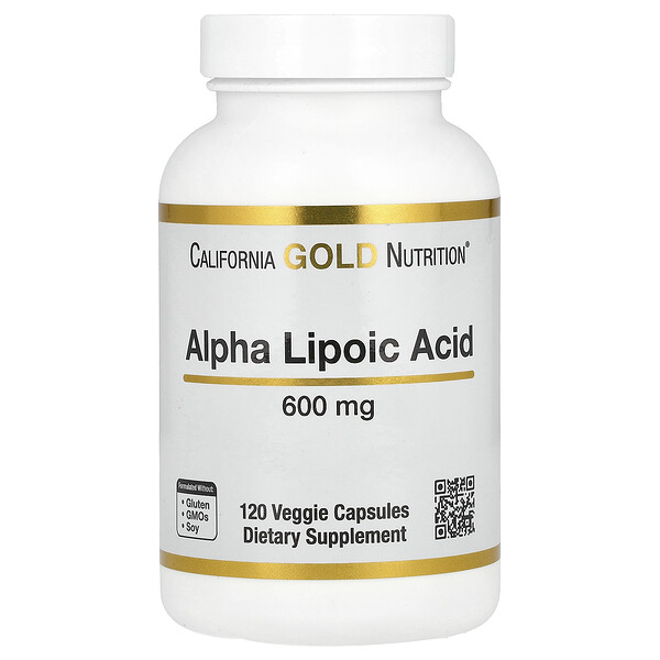 Альфа-Липоевая Кислота - 600 мг - 120 растительных капсул - California Gold Nutrition California Gold Nutrition