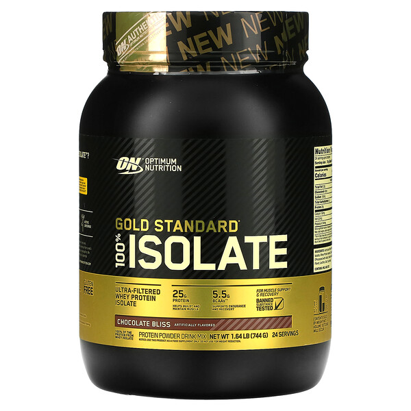 Gold Standard 100% Isolate, шоколадное блаженство, 1,64 фунта (744 г) Optimum Nutrition