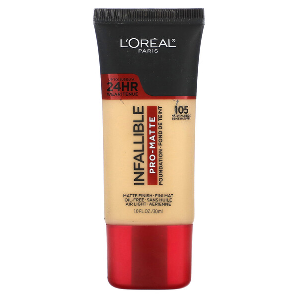 Тональный крем Infallible Pro-Matte, оттенок 105 Natural Beige, 1 жидкая унция (30 мл) L'oreal