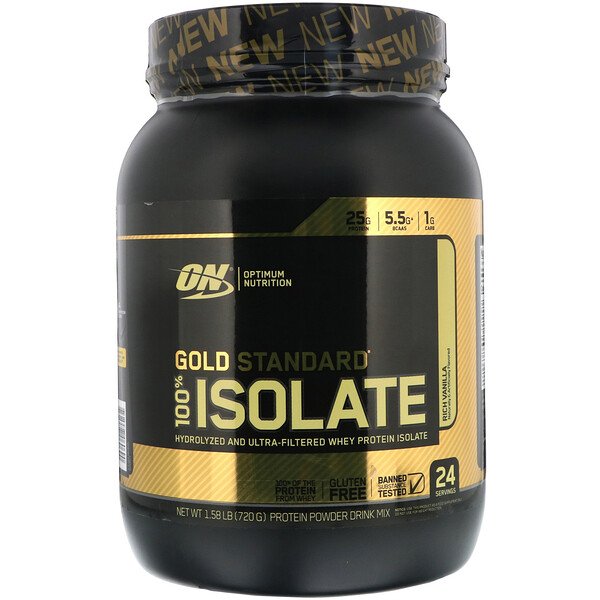 Gold Standard 100% Isolate, насыщенная ваниль, 1,58 фунта (720 г) Optimum Nutrition