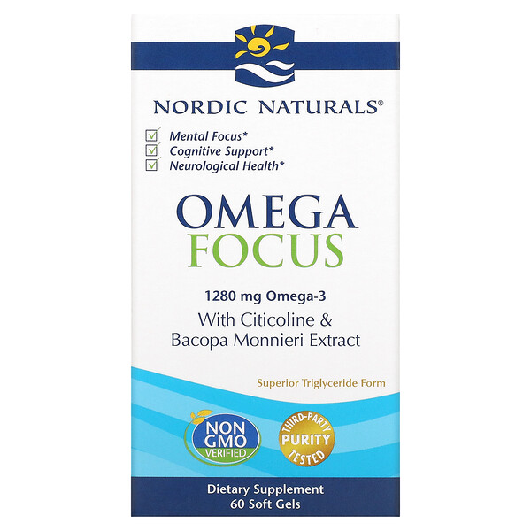 Omega Focus, 1280 мг, 60 мягких таблеток (640 мг на мягкую гель) Nordic Naturals