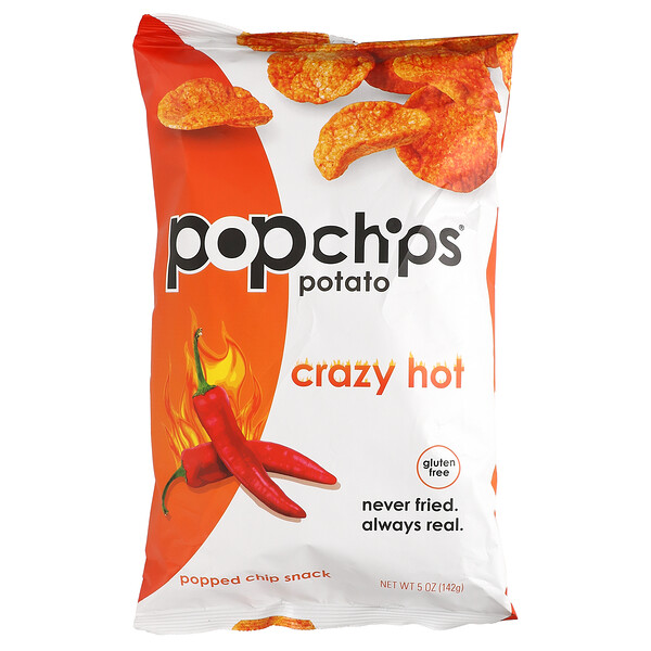 Картофельные чипсы, Crazy Hot, 5 унций (142 г) Popchips