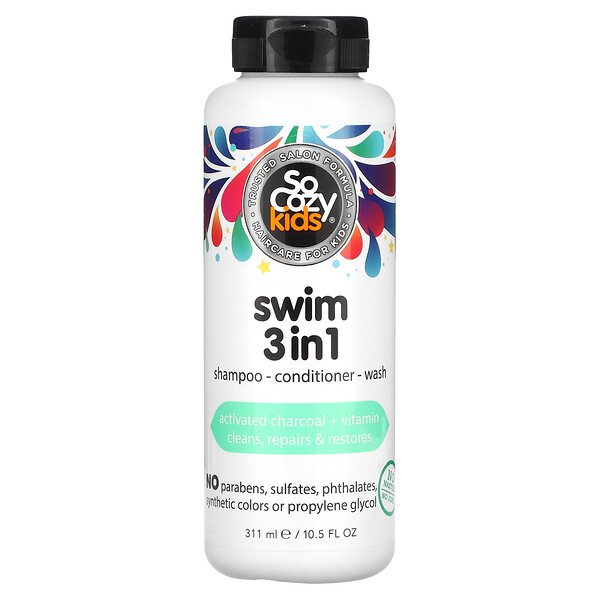 Kids, Swim 3 в 1, шампунь-кондиционер-мытье, 10,5 жидких унций (311 мл) SoCozy