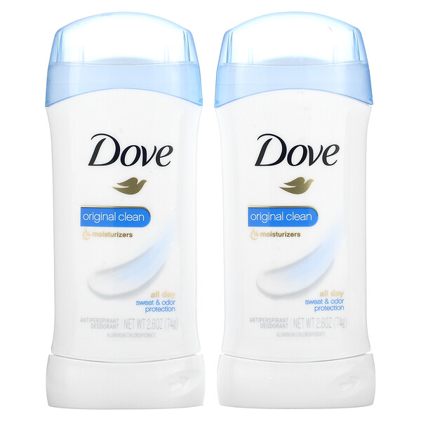 Твердый дезодорант Invisible, Original Clean, 2 упаковки по 2,6 унции (74 г) каждая Dove