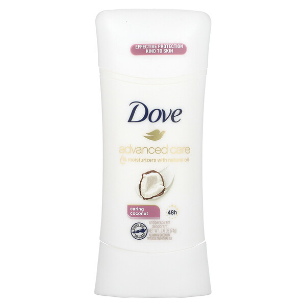 Advanced Care, Дезодорант-антиперспирант, ухаживающий кокос, 2,6 унции (74 г) Dove