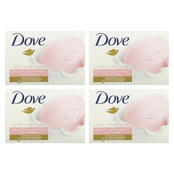 Мыло Beauty Bar с глубоким увлажнением, розовое, 4 куска, 3,75 унции (106 г) каждый Dove