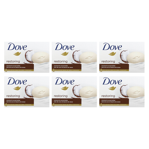 Restoring, Кокосовое масло и масло какао, 6 батончиков по 3,75 унции (106 г) каждый Dove