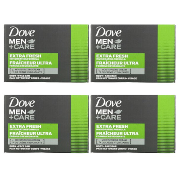Men+Care, Мыло для тела и лица, Extra Fresh, 4 батончика, 3,75 унции (106 г) каждый Dove