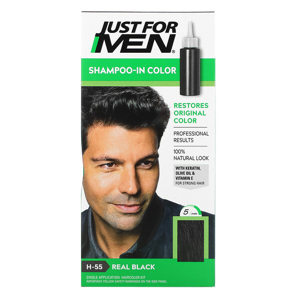 Shampoo-In-Color, Мужская краска для волос, натуральный черный H-55, набор для однократного применения Just for Men