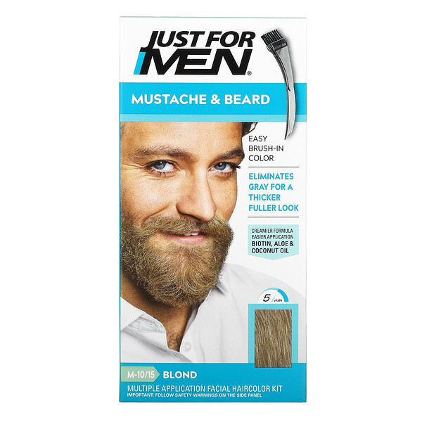 Mustache & Beard, Цветной гель для окрашивания кистью, блонд M-10/15, 2 x 0,5 унции (14 г) Just for Men