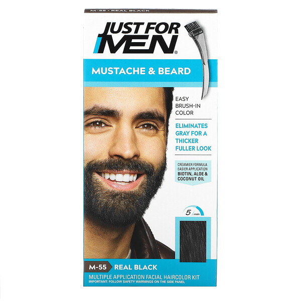 Mustache & Beard, Цветной гель для растушевки, цвет Real Black M-55, 2 x 0,5 унции (14 г) Just for Men