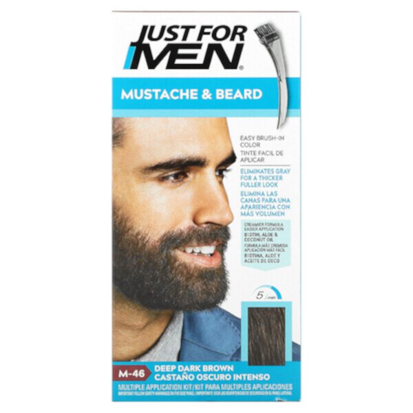 Mustache & Beard, Цветной гель для нанесения кистью, темно-коричневый M-46, 2 x 0,5 унции (14 г) Just for Men
