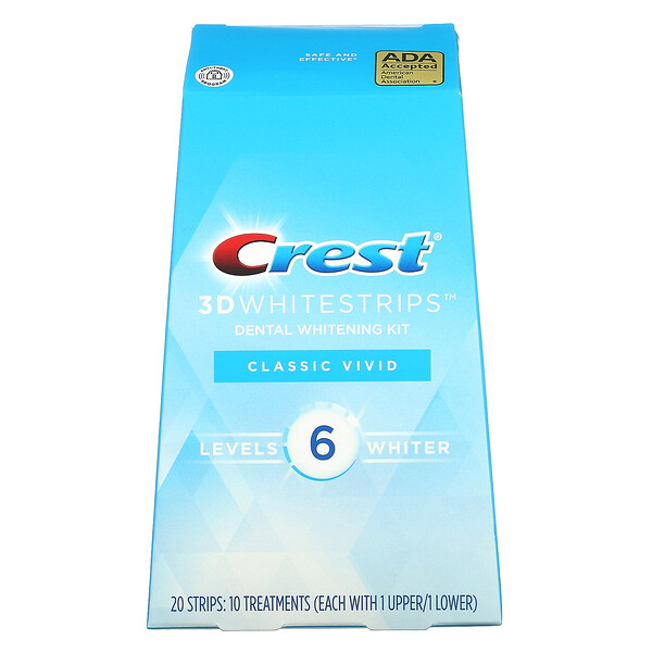 3D Whitestrips, Набор для отбеливания зубов, Classic Vivid, 20 полосок Crest