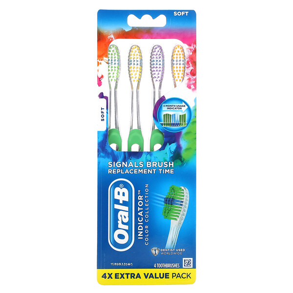 Indicator, Зубные щетки Color Collection, мягкие, 4 зубных щетки Oral-B