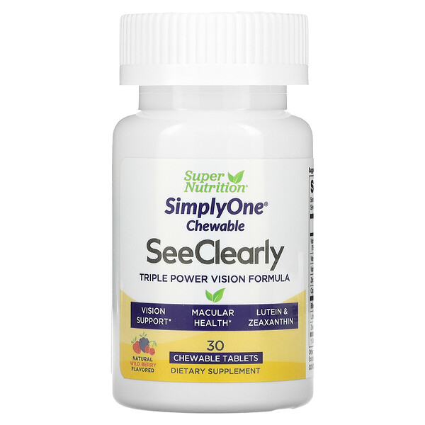 SimplyOne, See Clearly, Triple Power Vision Formula, со вкусом лесных ягод, 30 жевательных таблеток Super Nutrition