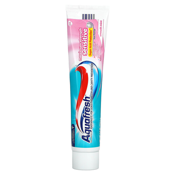 Зубная паста Triple Protection с фтором, максимальная сила для чувствительной кожи, гладкая мята, 5,6 унций (158,8 г) Aquafresh