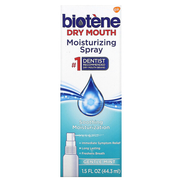 Увлажняющий спрей для сухости во рту, нежная мята, 1,5 ж. унц. (44,3 мл) Biotene