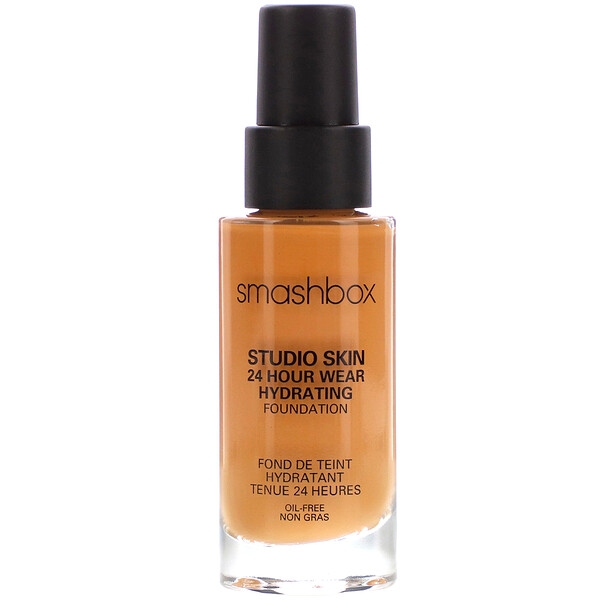 Studio Skin 24 Hour Wear Hydrating Foundation, 4.0 Medium Dark с теплым персиковым оттенком, 1 жидкая унция (30 мл) Smashbox