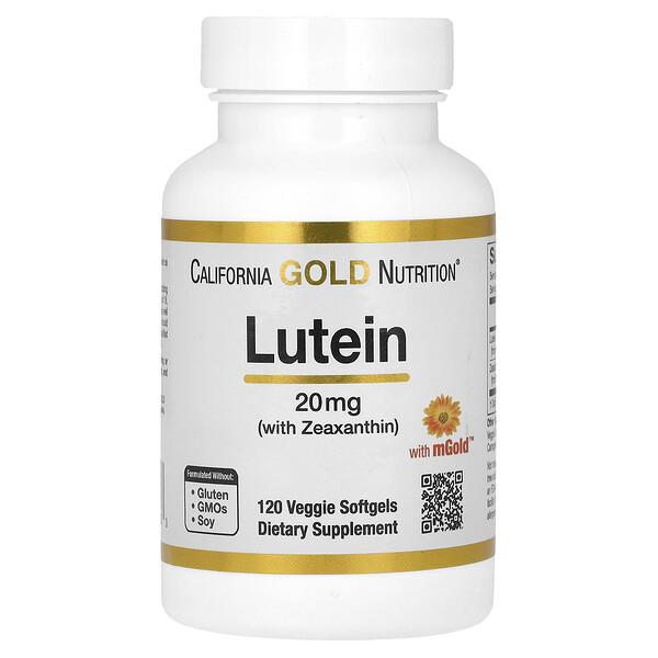 Лютеин с Зеаксантином - 20 мг - 120 растительных мягких капсул - California Gold Nutrition California Gold Nutrition