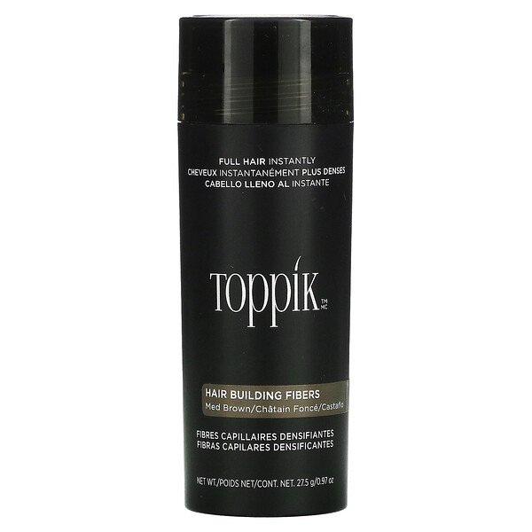 Волокна для наращивания волос, средне-коричневый, 0,97 унции (27,5 г) Toppik