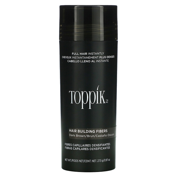 Волокна для наращивания волос, темно-коричневые, 0,97 унции (27,5 г) Toppik
