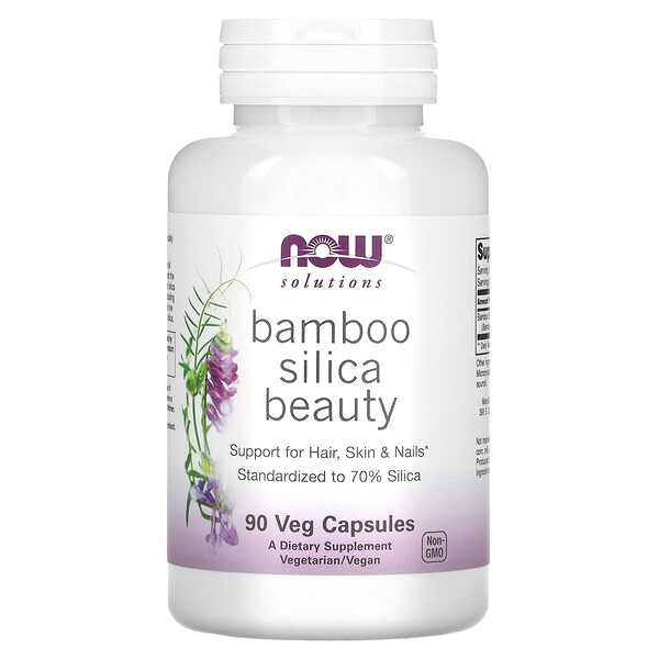 Solutions, Bamboo Silica Beauty, 90 растительных капсул NOW Foods
