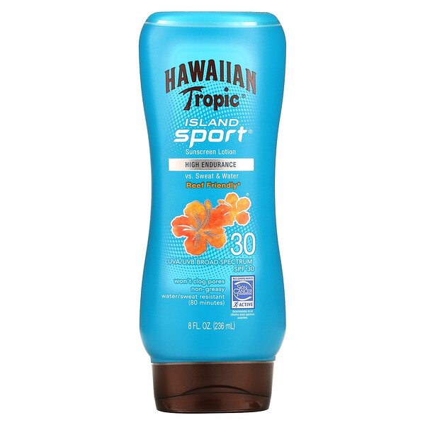 Island Sport, Высокоэффективный солнцезащитный крем, SPF 30, легкий тропический аромат, 8 жидких унций (236 мл) Hawaiian Tropic
