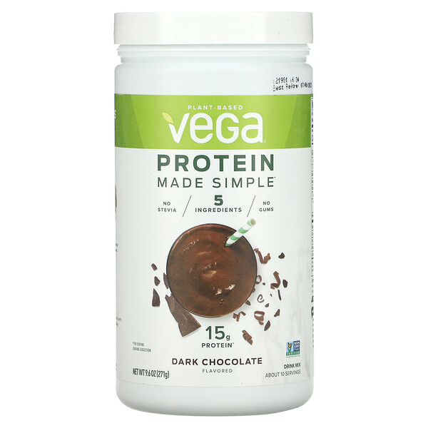 Protein Made Simple, темный шоколад, 9,6 унции (271 г) Vega