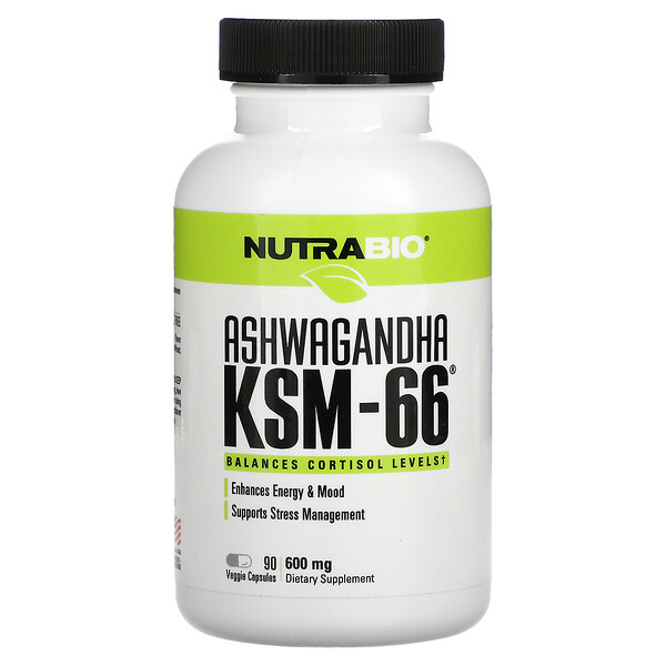 Ашваганда KSM-66, 600 мг, 90 капсул V-Caps NutraBio