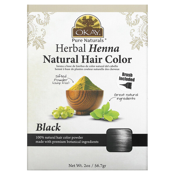 Натуральная краска для волос Herbal Henna, черный, 2 унции (56,7 г) Okay Pure Naturals