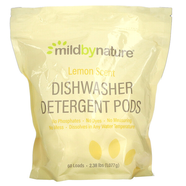 Автоматическое моющее средство для мытья посуды в капсулах, аромат лимона, 60 загрузок, 2,38 фунта, 36,48 унции (1077 г) Mild By Nature