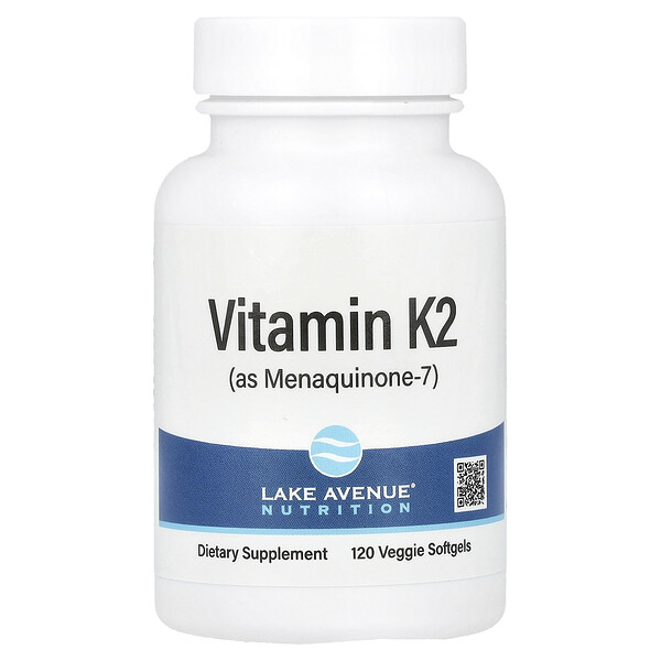 Витамин K2 (как менахинон-7), 50 мкг, 120 растительных мягких желатиновых капсул Lake Avenue Nutrition