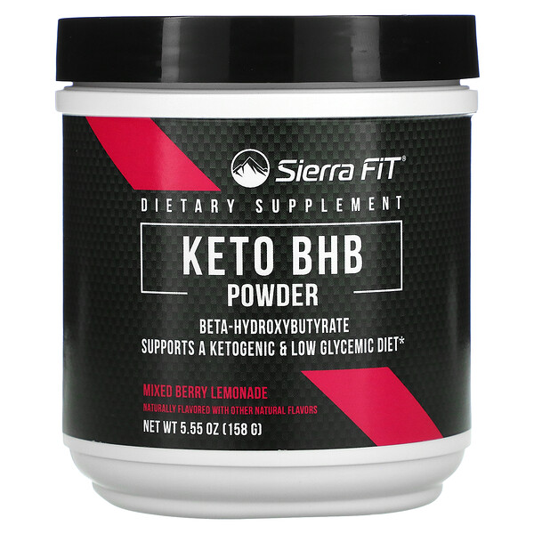 Keto BHB Powder, бета-гидроксибутират, смешанный ягодный лимонад, 5,55 унций (158 г) Sierra Fit