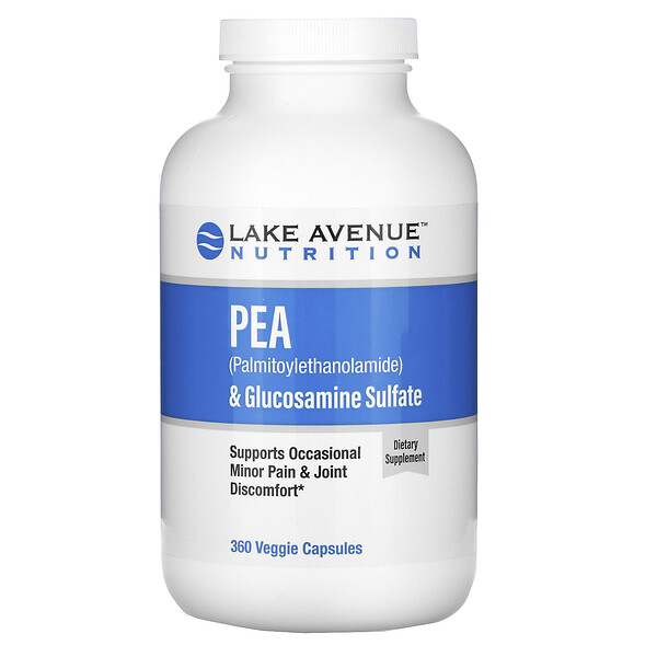 ПЭА (пальмитоилэтаноламид) и сульфат глюкозамина, 360 растительных капсул Lake Avenue Nutrition