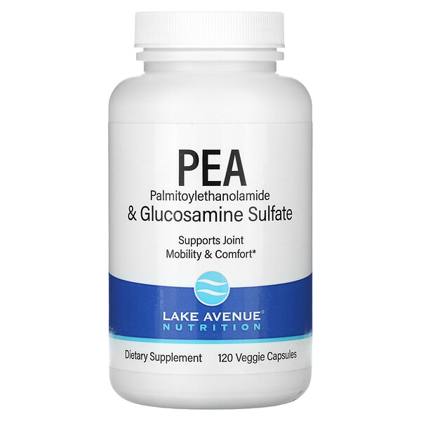 ПЭА (пальмитоилэтаноламид) + сульфат глюкозамина, 120 растительных капсул Lake Avenue Nutrition