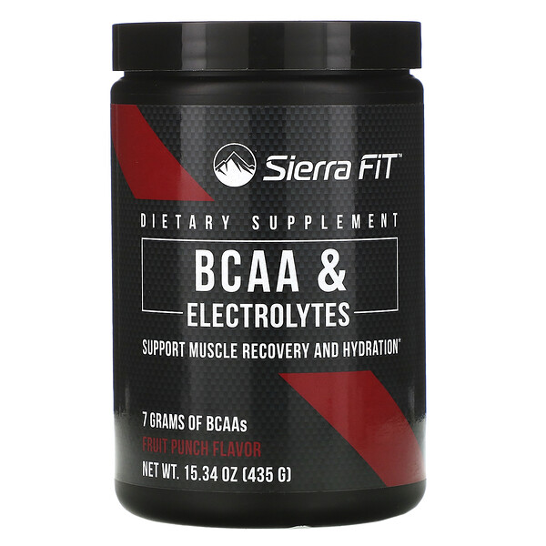 BCAA & Electrolytes, 7 г BCAA, фруктовый пунш, 15,34 унции (435 г) Sierra Fit