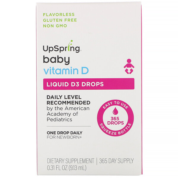 Baby, Жидкие капли D3, витамин D, 0,31 ж. унц. (9,13 мл) UpSpring