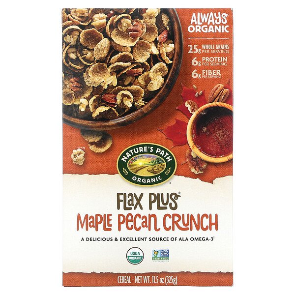 Organic, Хрустящие хлопья Flax Plus Maple Pecan, 11,5 унций (325 г) Nature's Path
