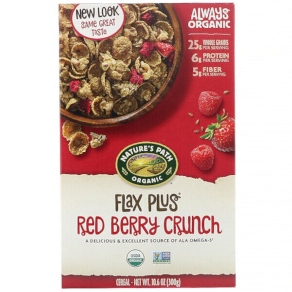 Organic, Хлопья для хруста Flax Plus Red Berry, 10,6 унций (300 г) Nature's Path